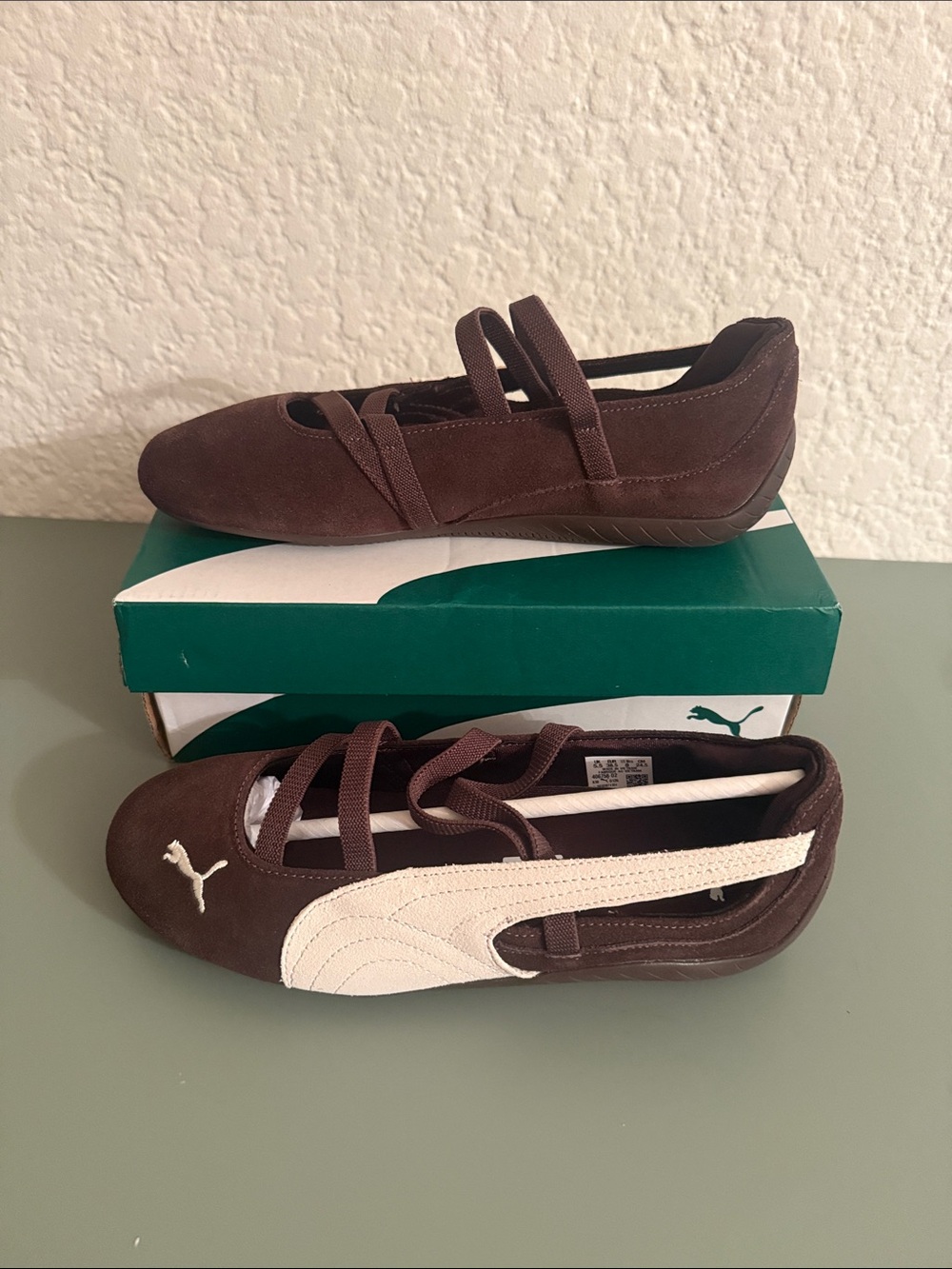 PUMA Speedcat Ballet Suede Sneaker chocolate brown warm white sz 8